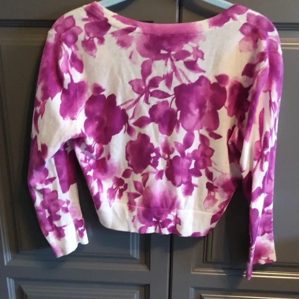 LOFT Pink and Cream Floral Cardigan